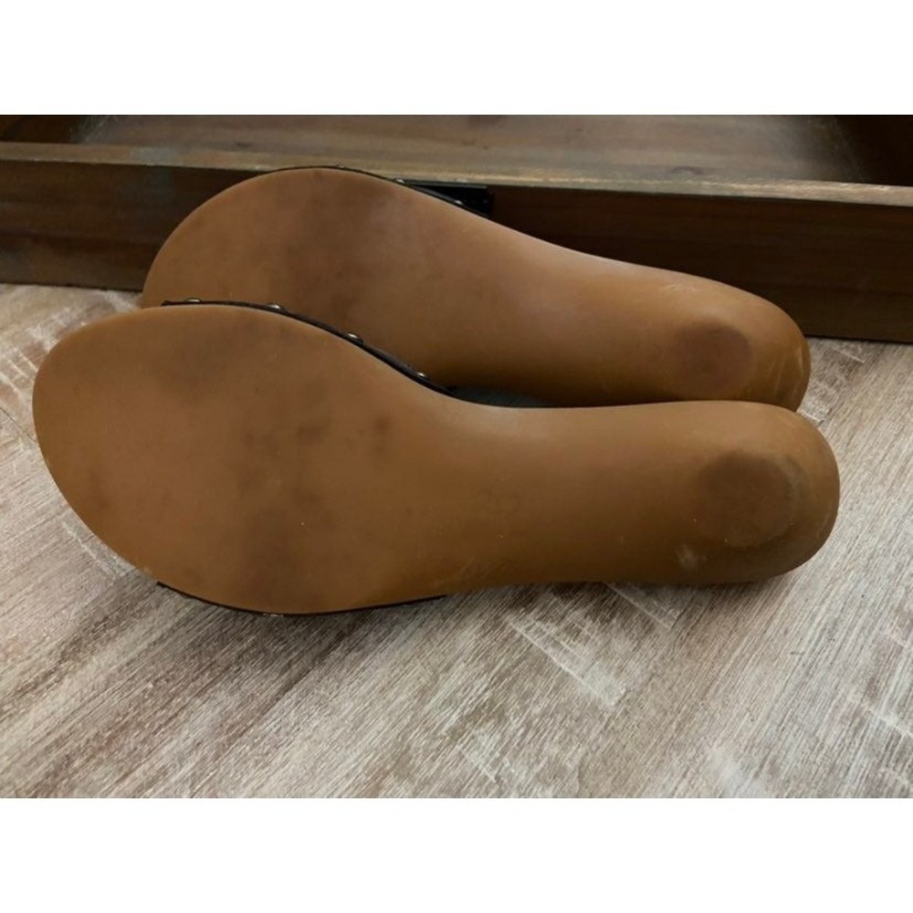 Frye Ellie Wood Slides 9 navy/green - Picture 3 of 3